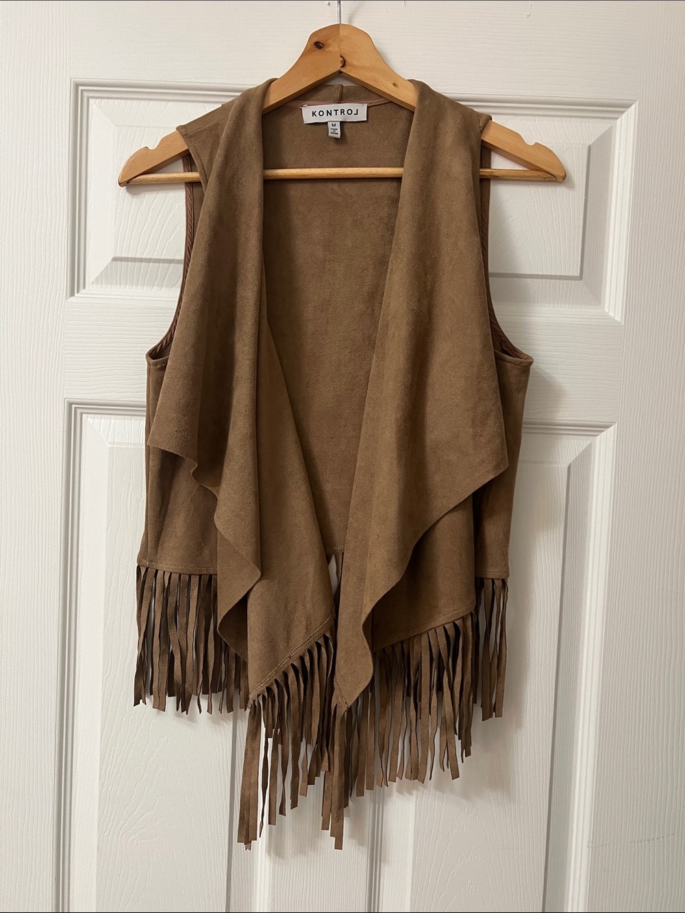 Western or Boho Fringe Vest faux suede Kontrol Size Medium